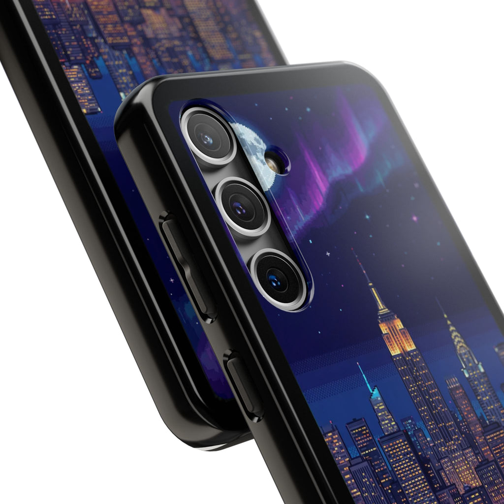 Retro Pixel NYC Skyline at Night — Tough Phone Case