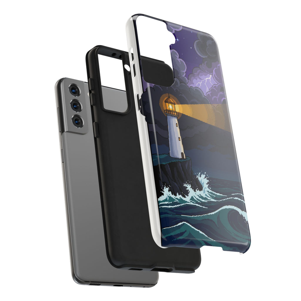 Retro Pixel Lighthouse in the Storm — Tough Phone Case