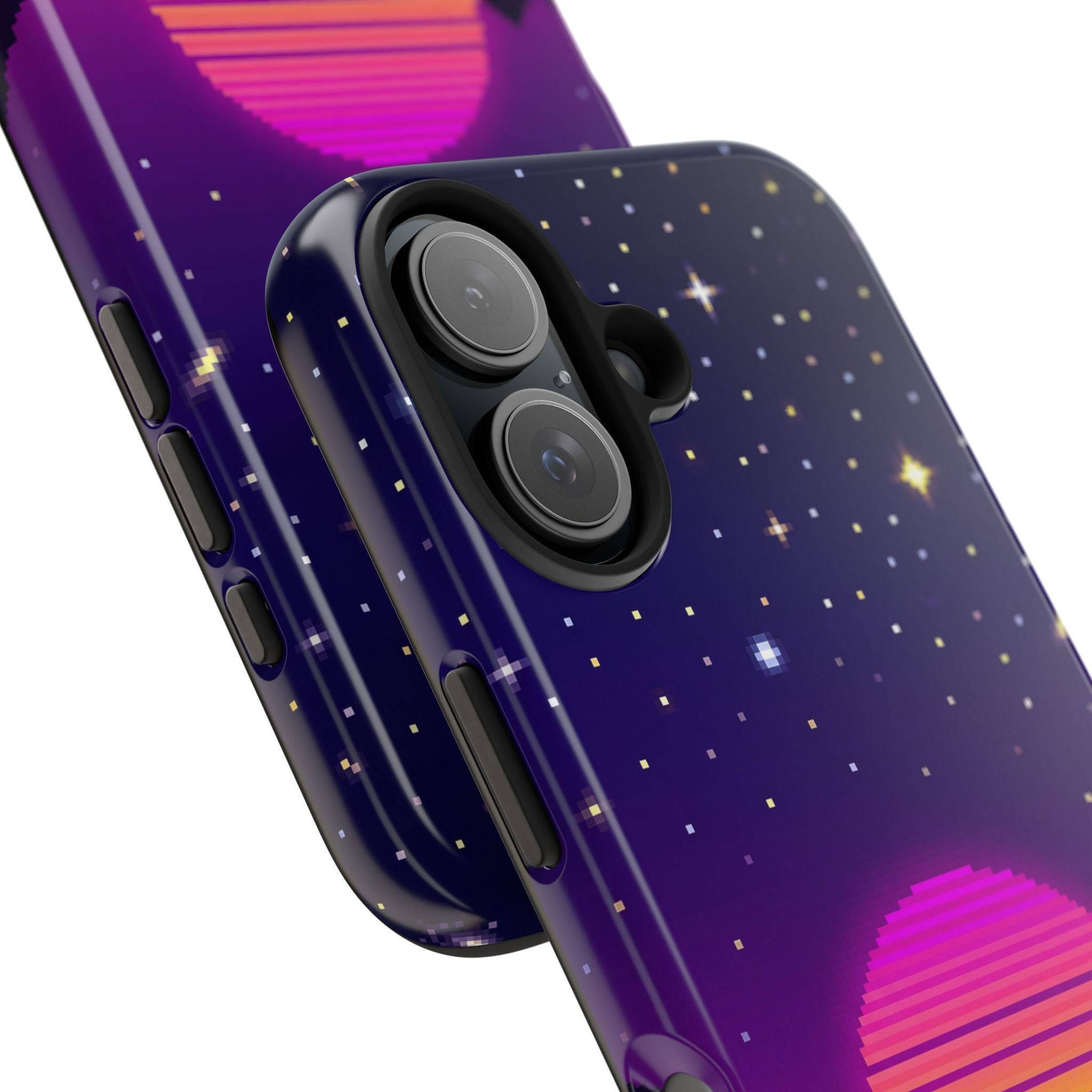 Retro Pixel Neon Grid — Tough Phone Case