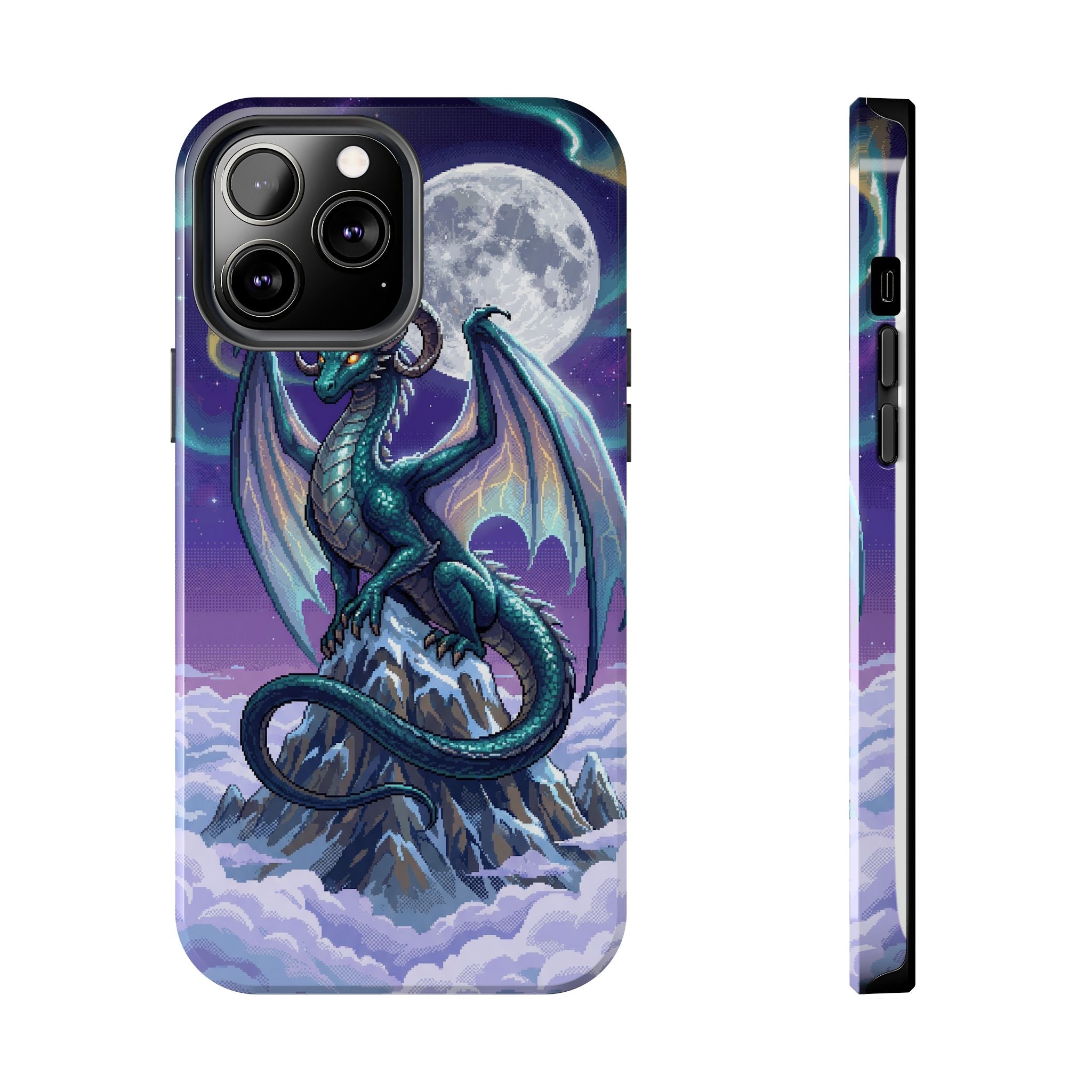 Retro Pixel Dragon on the Mountain Peak — Tough Phone Case