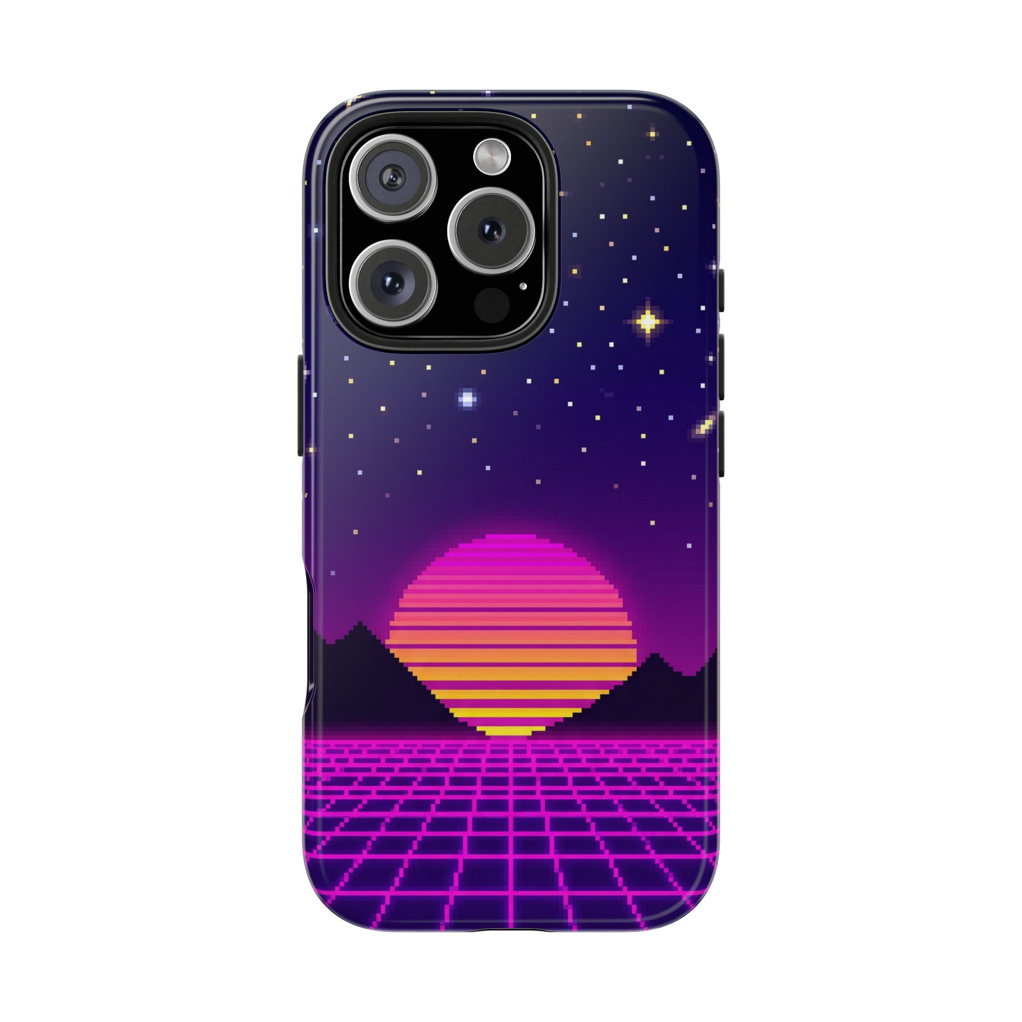 Retro Pixel Neon Grid — Tough Phone Case
