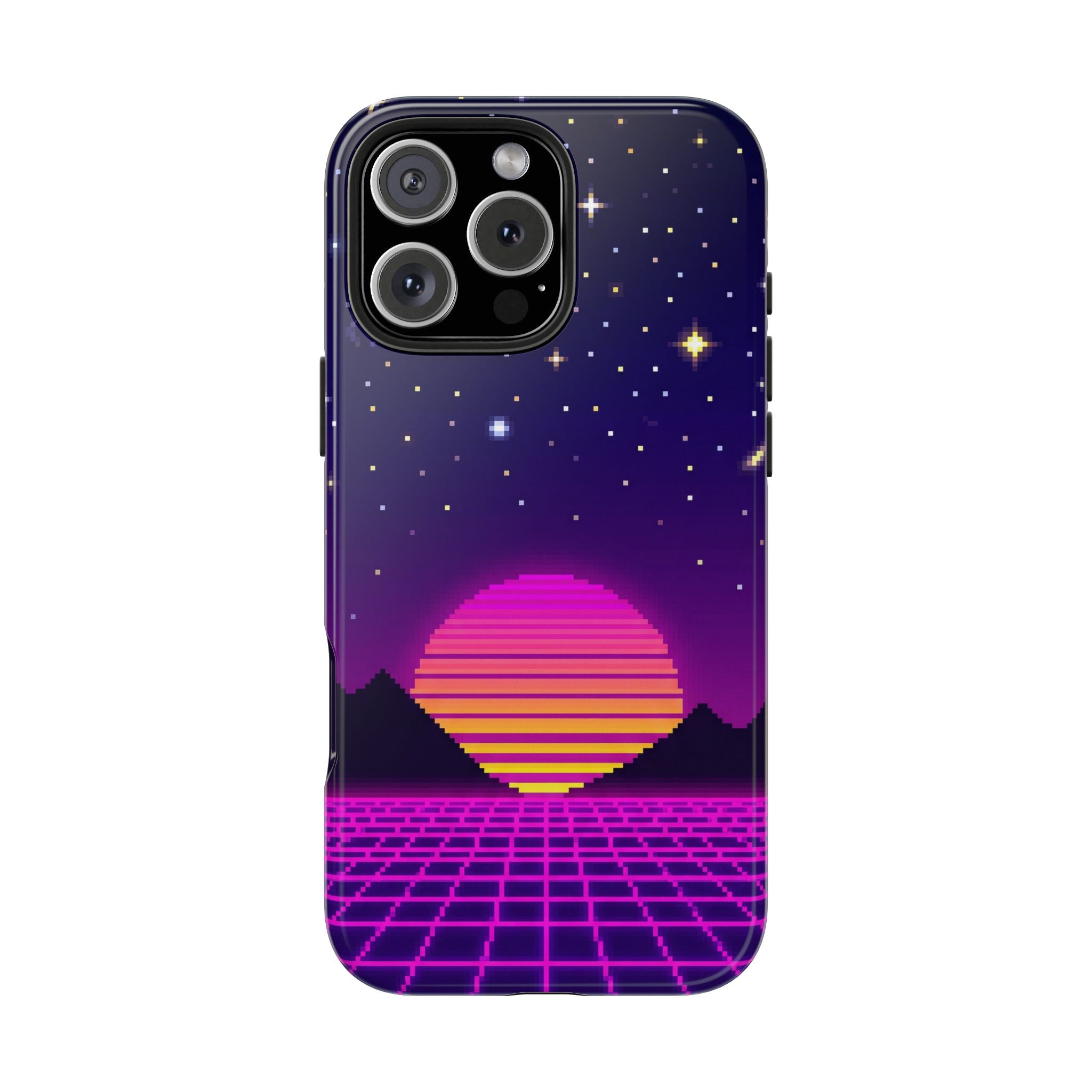 Retro Pixel Neon Grid — Tough Phone Case
