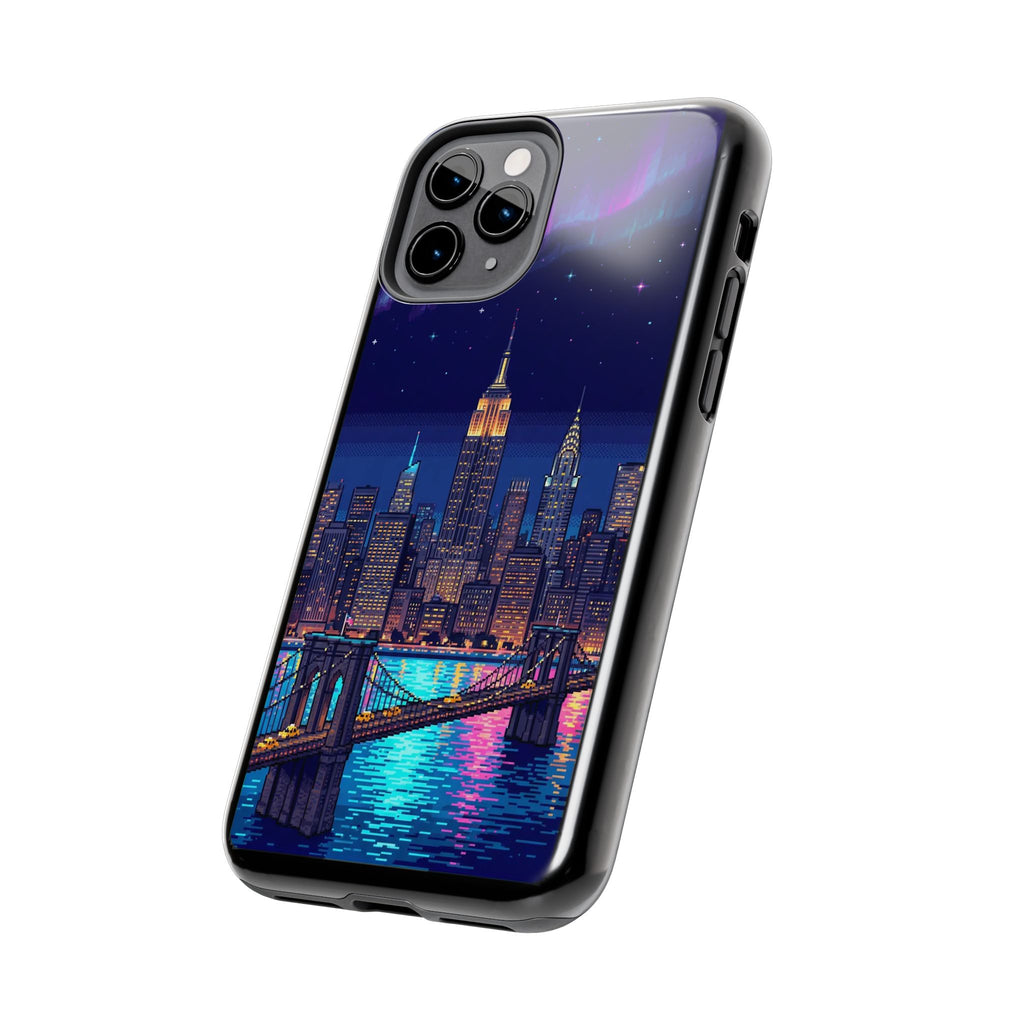 Retro Pixel NYC Skyline at Night — Tough Phone Case