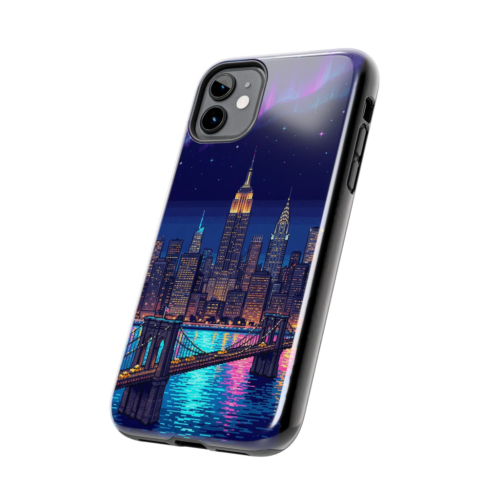 Retro Pixel NYC Skyline at Night — Tough Phone Case