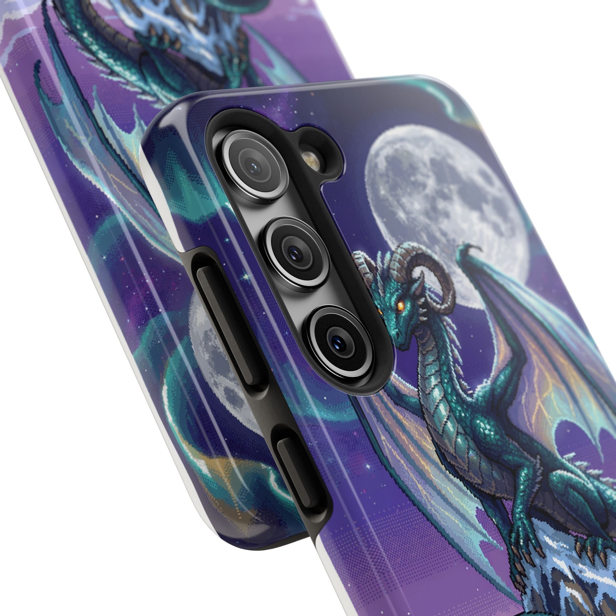 Retro Pixel Dragon on the Mountain Peak — Tough Phone Case