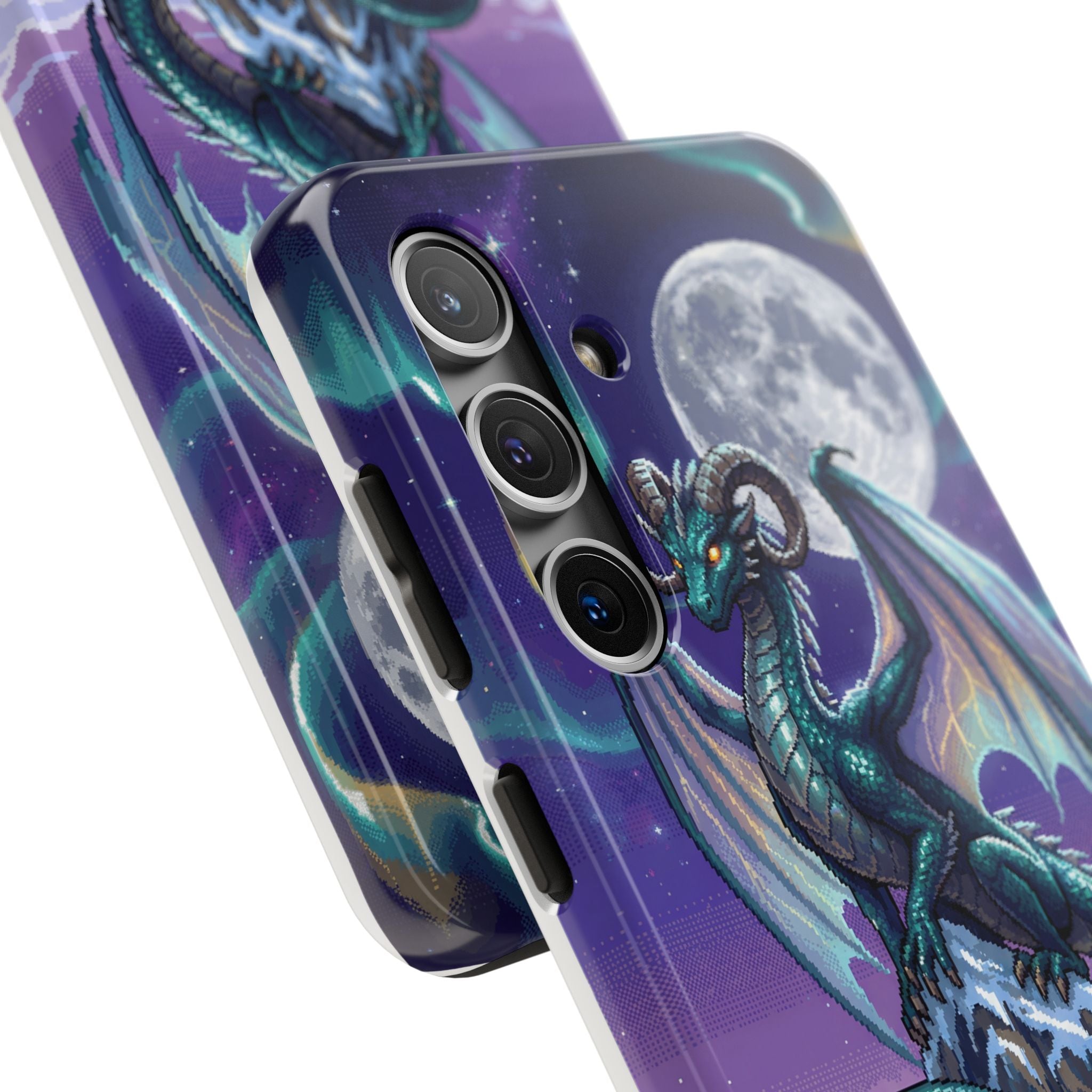 Retro Pixel Dragon on the Mountain Peak — Tough Phone Case