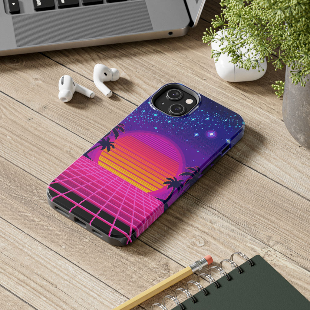 Retro Pixel 8-Bit Sunset — Tough Phone Case