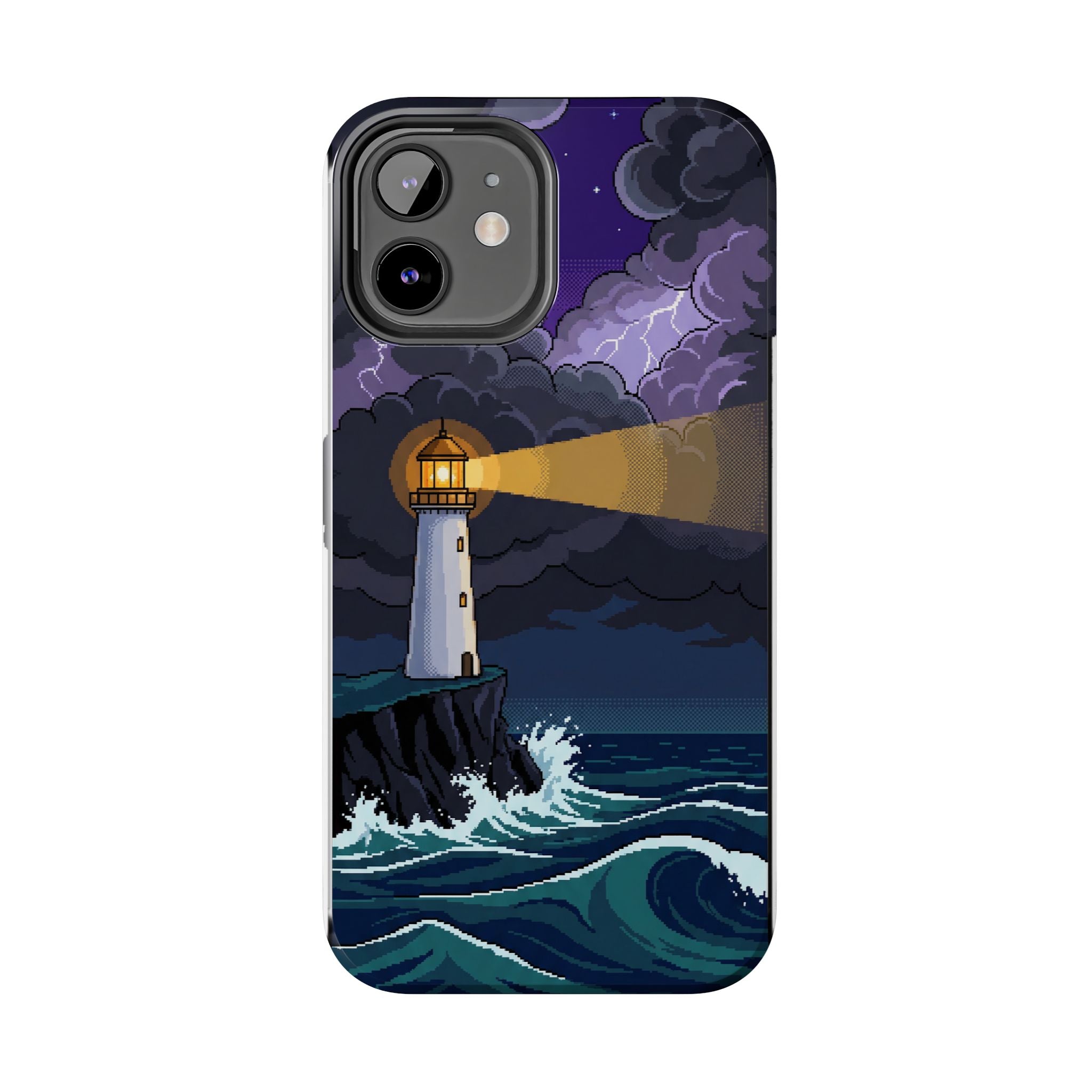 Retro Pixel Lighthouse in the Storm — Tough Phone Case