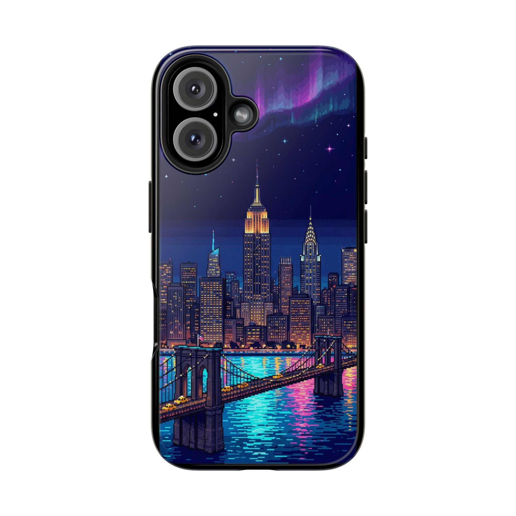 Retro Pixel NYC Skyline at Night — Tough Phone Case