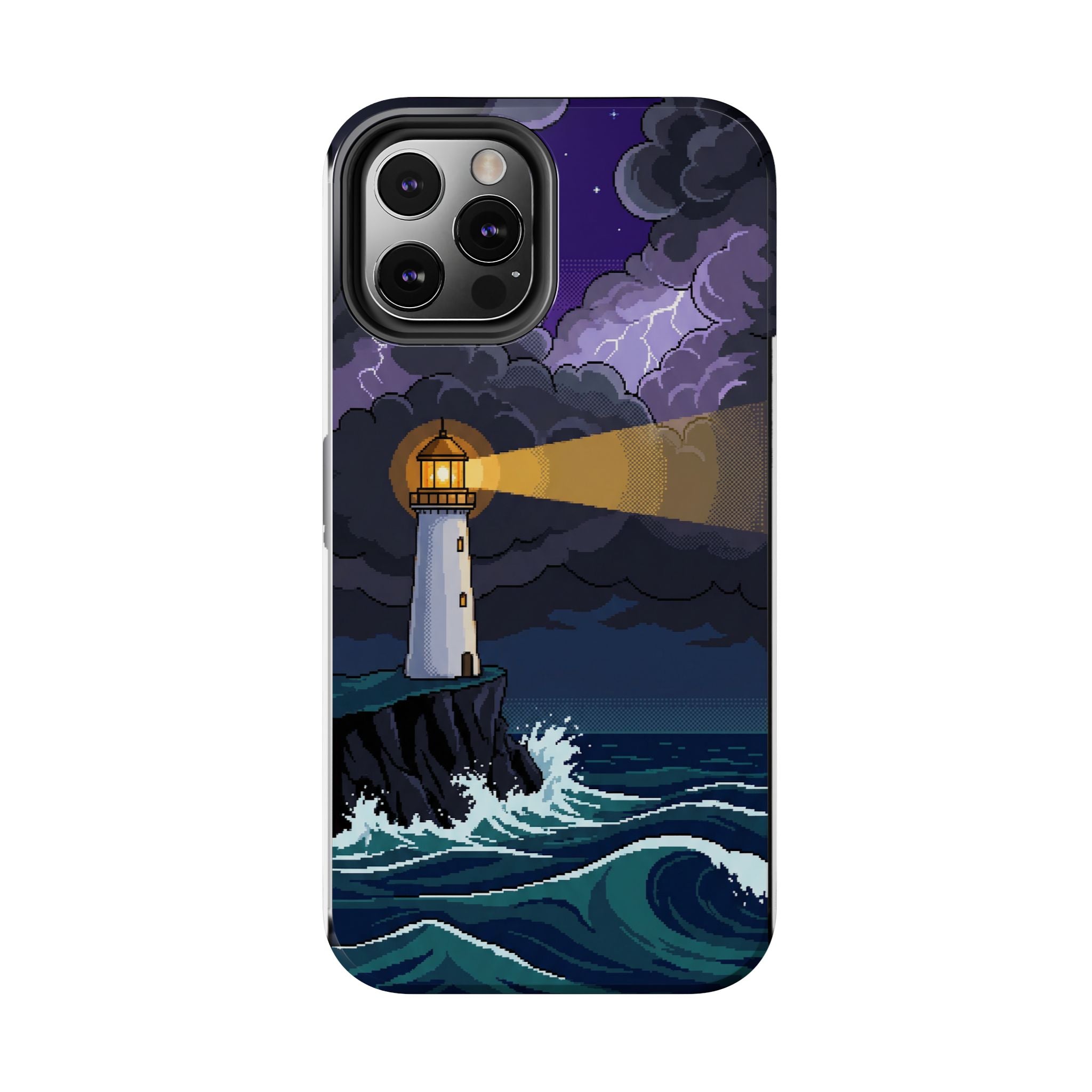 Retro Pixel Lighthouse in the Storm — Tough Phone Case