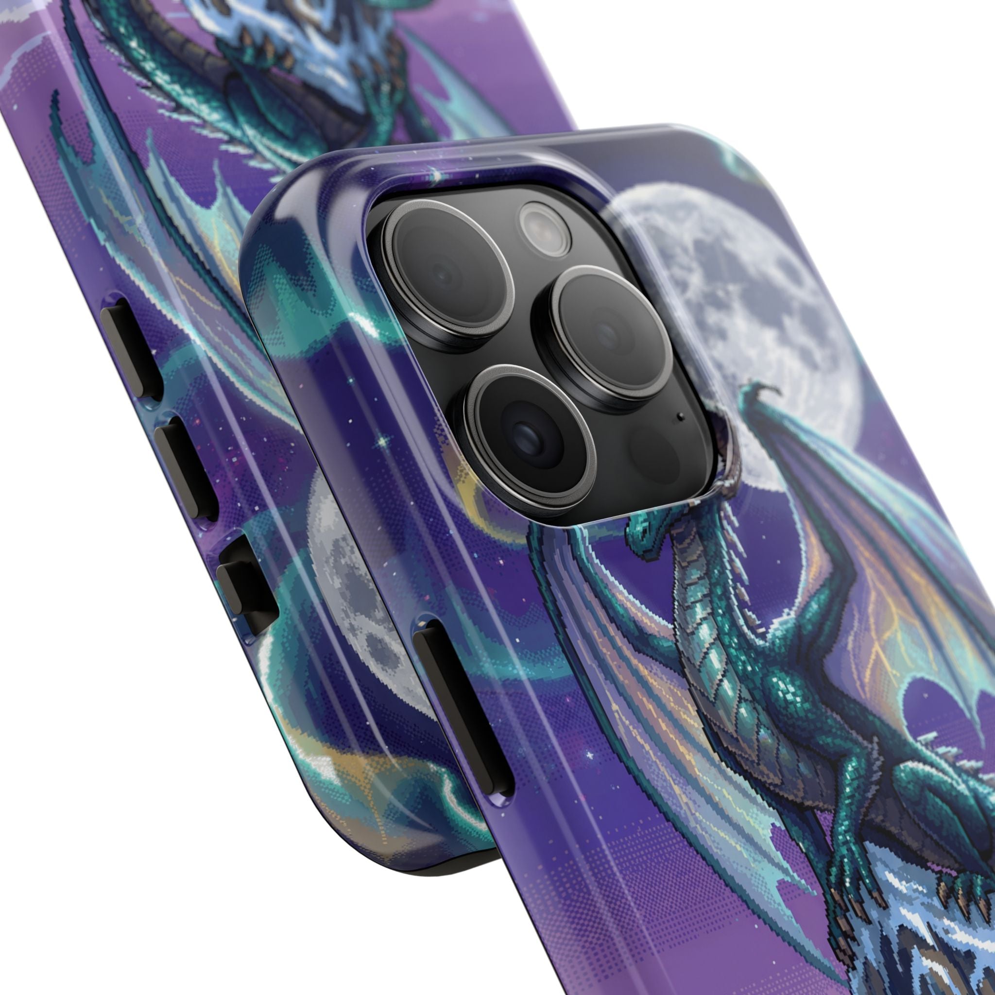 Retro Pixel Dragon on the Mountain Peak — Tough Phone Case