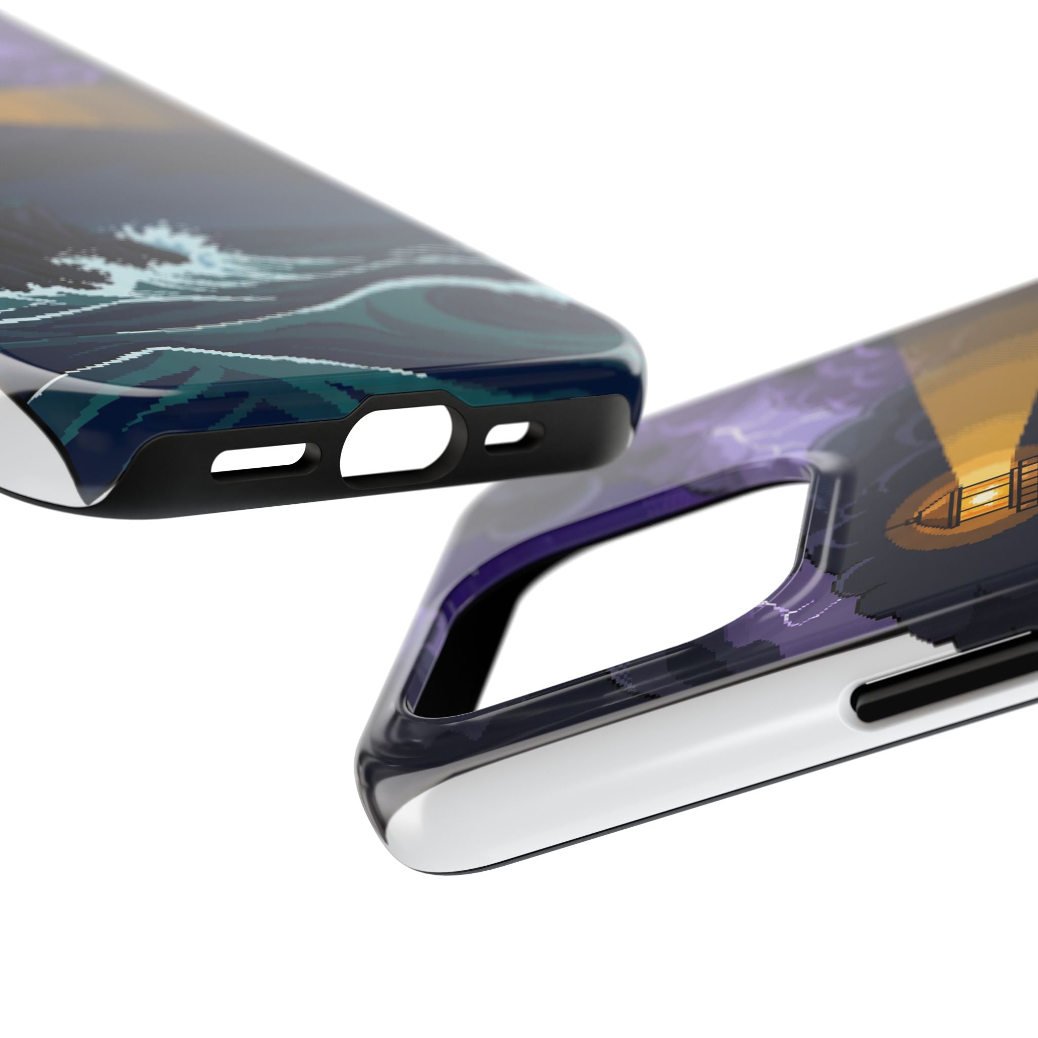 Retro Pixel Lighthouse in the Storm — Tough Phone Case