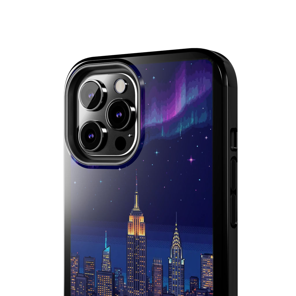 Retro Pixel NYC Skyline at Night — Tough Phone Case