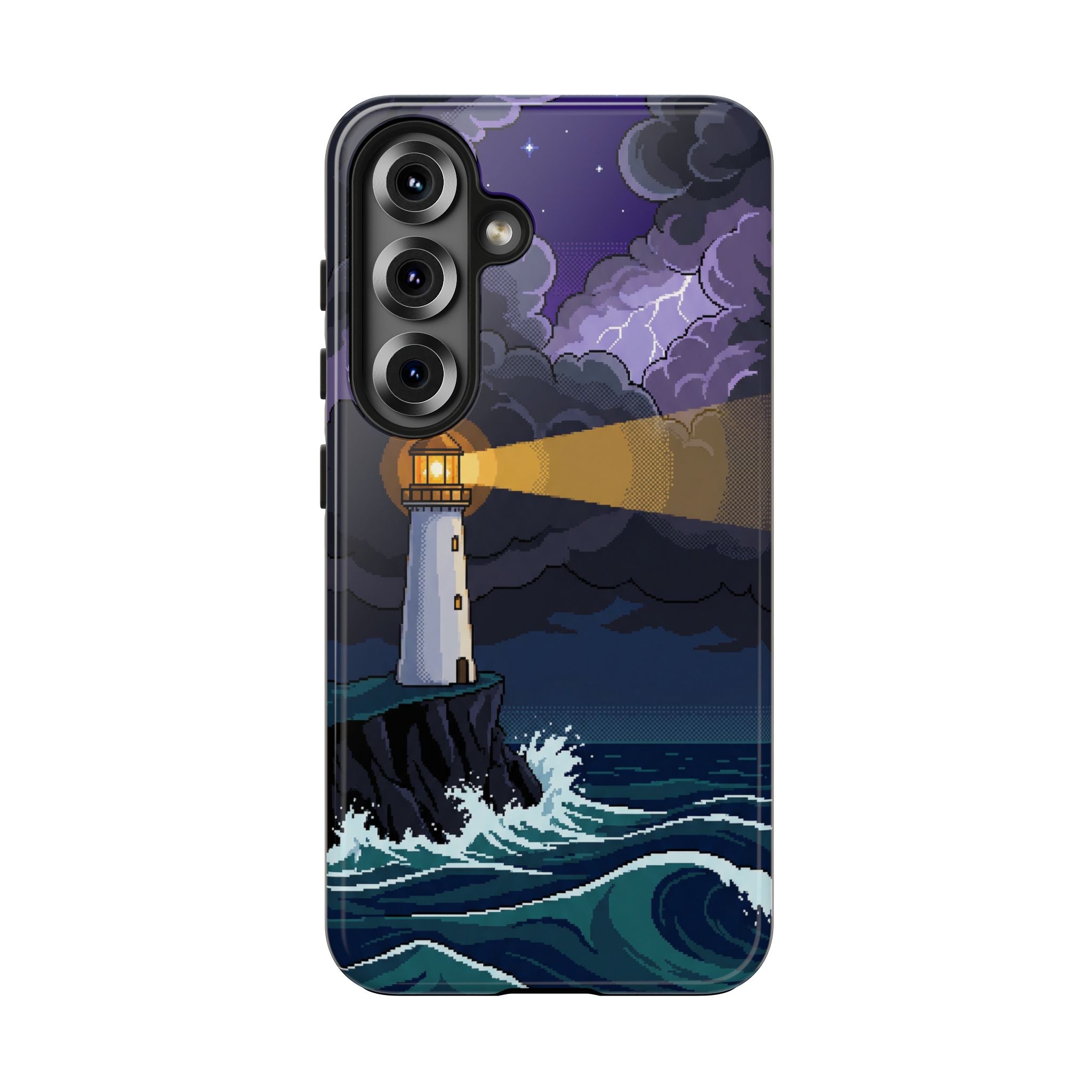 Retro Pixel Lighthouse in the Storm — Tough Phone Case