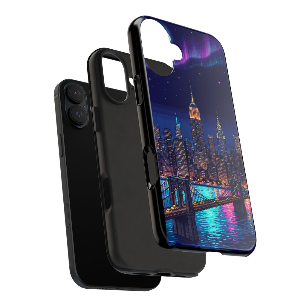 Retro Pixel NYC Skyline at Night — Tough Phone Case