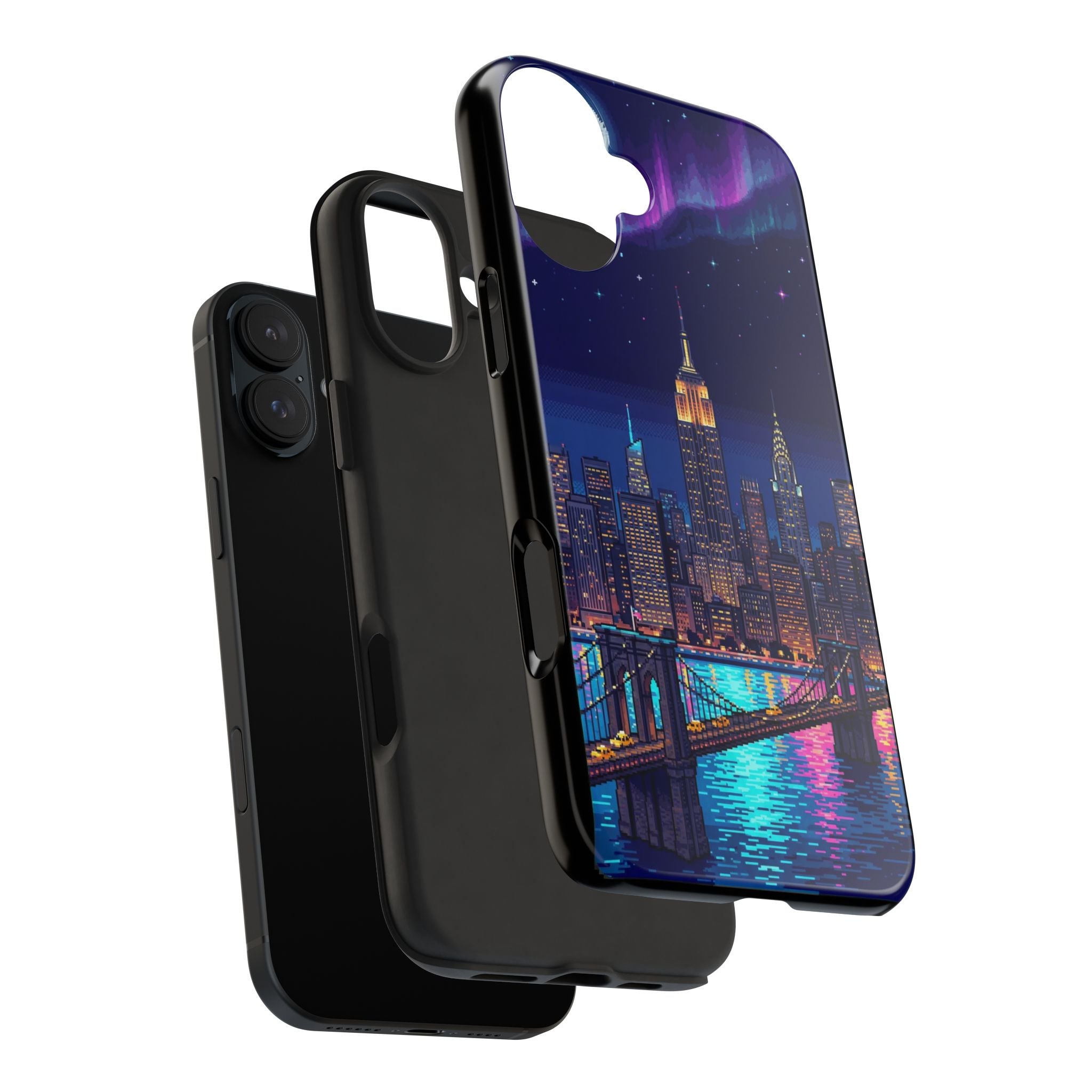 Retro Pixel NYC Skyline at Night — Tough Phone Case