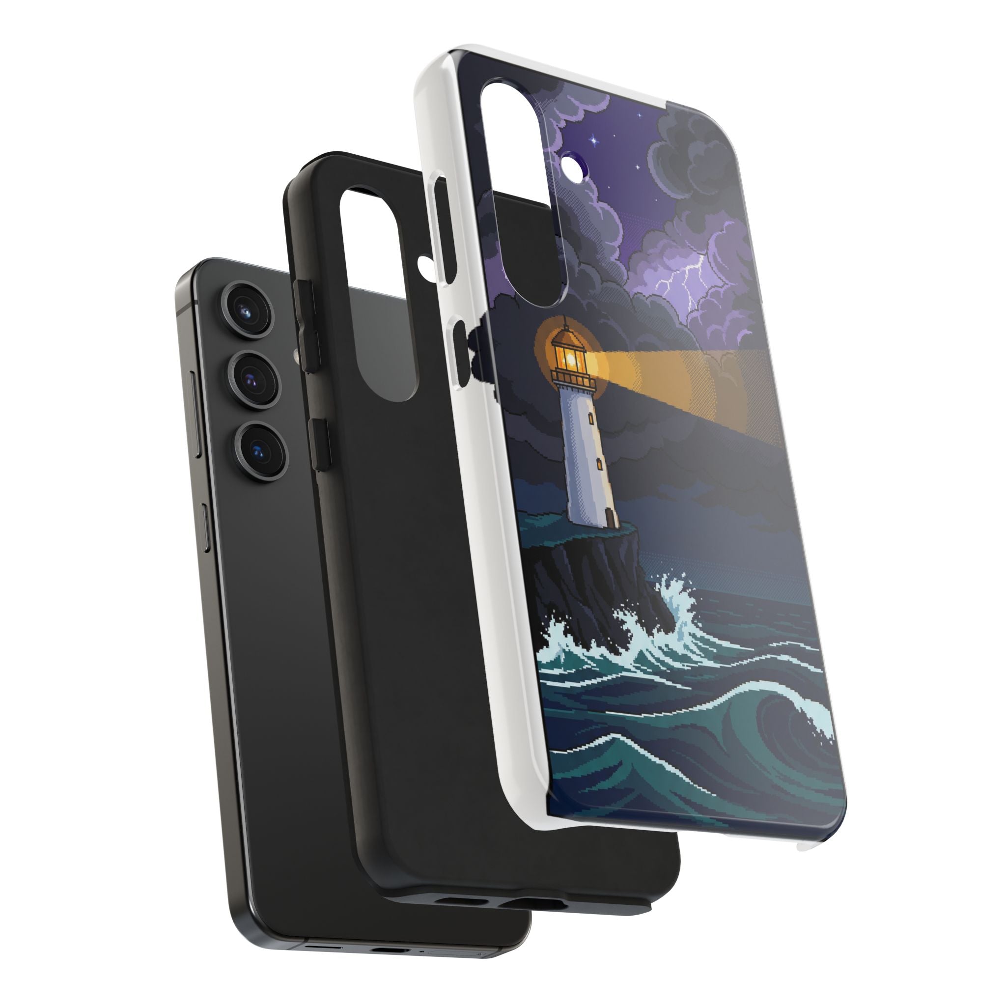 Retro Pixel Lighthouse in the Storm — Tough Phone Case