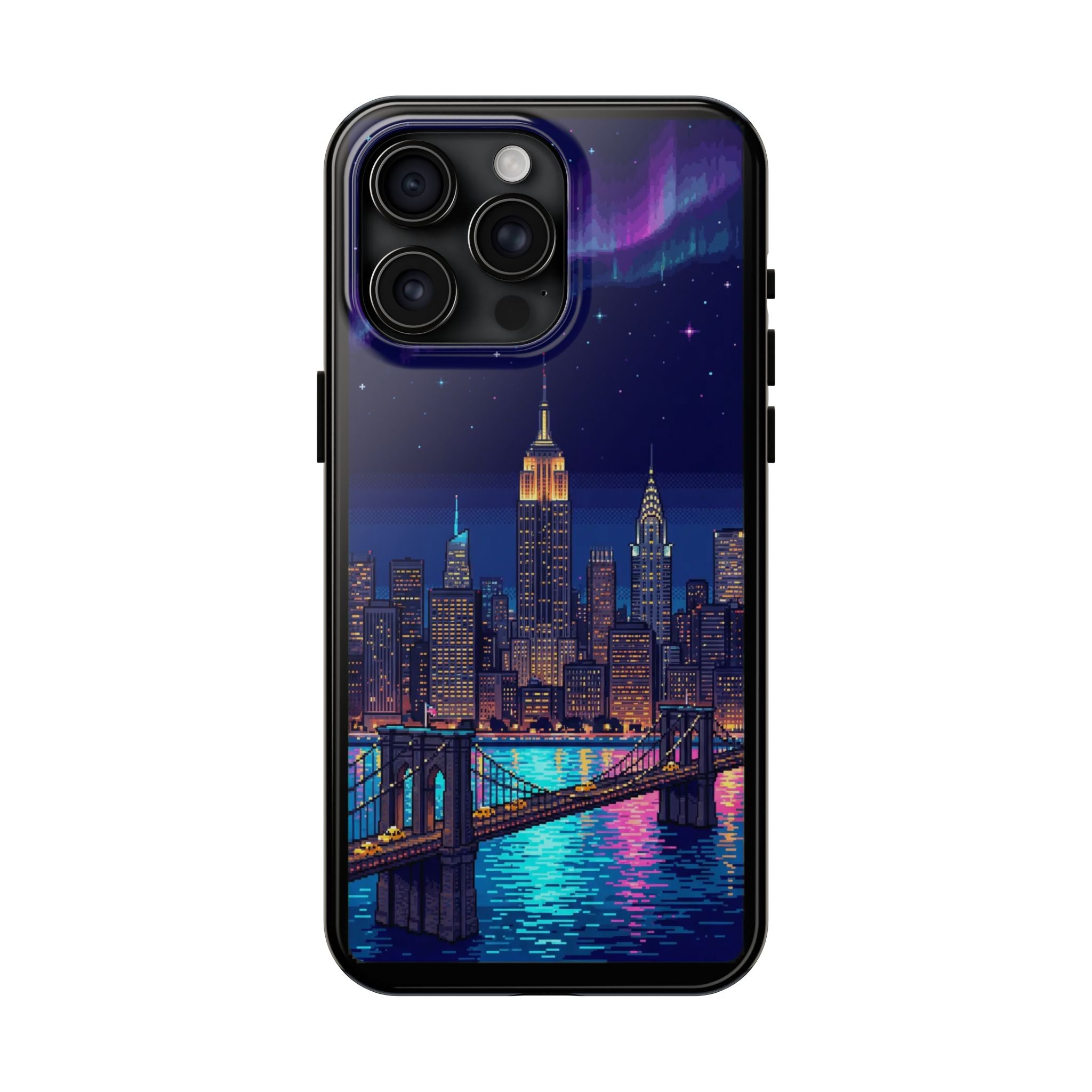 Retro Pixel NYC Skyline at Night — Tough Phone Case