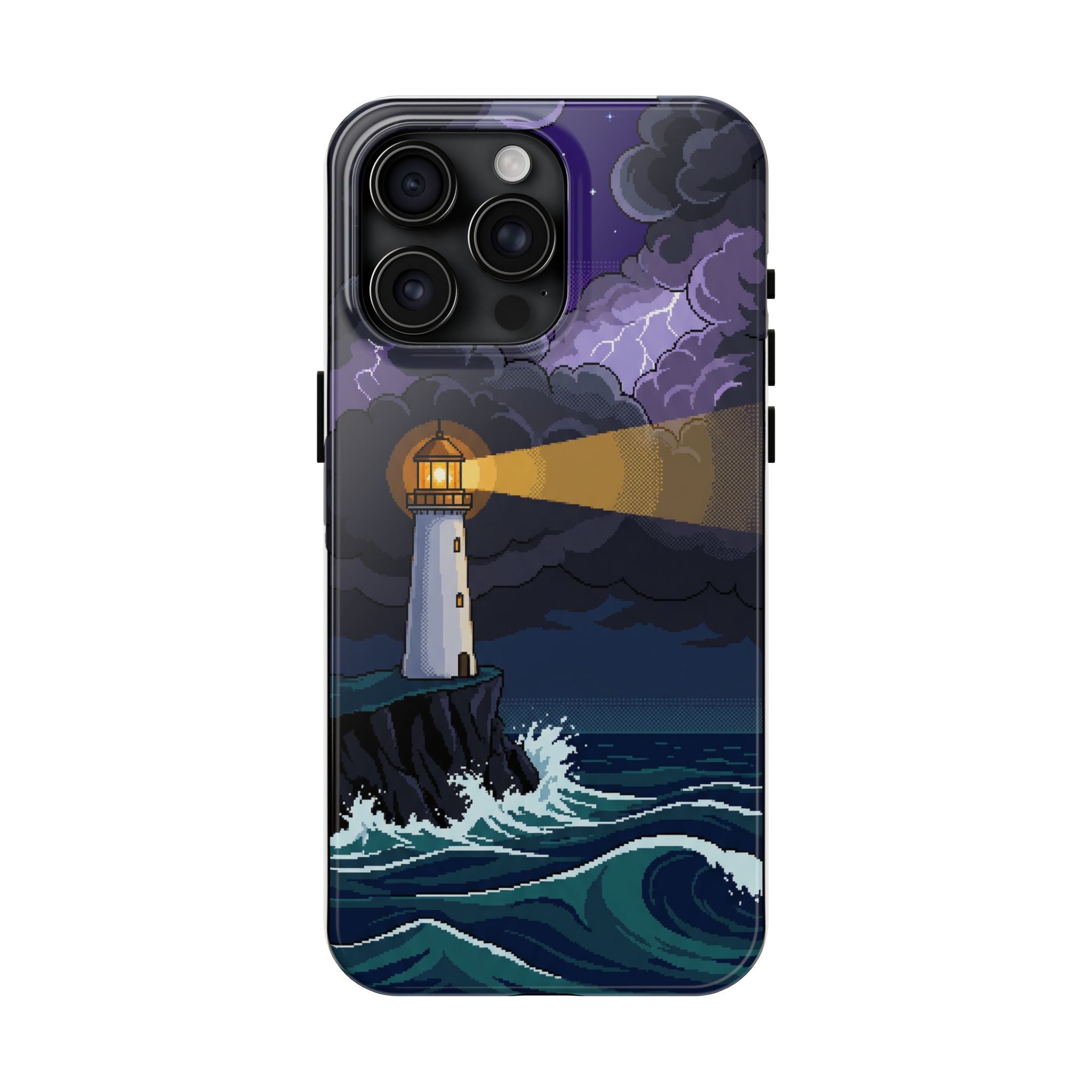 Retro Pixel Lighthouse in the Storm — Tough Phone Case