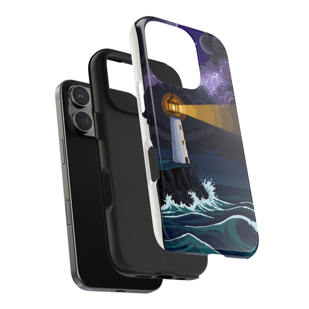 Retro Pixel Lighthouse in the Storm — Tough Phone Case