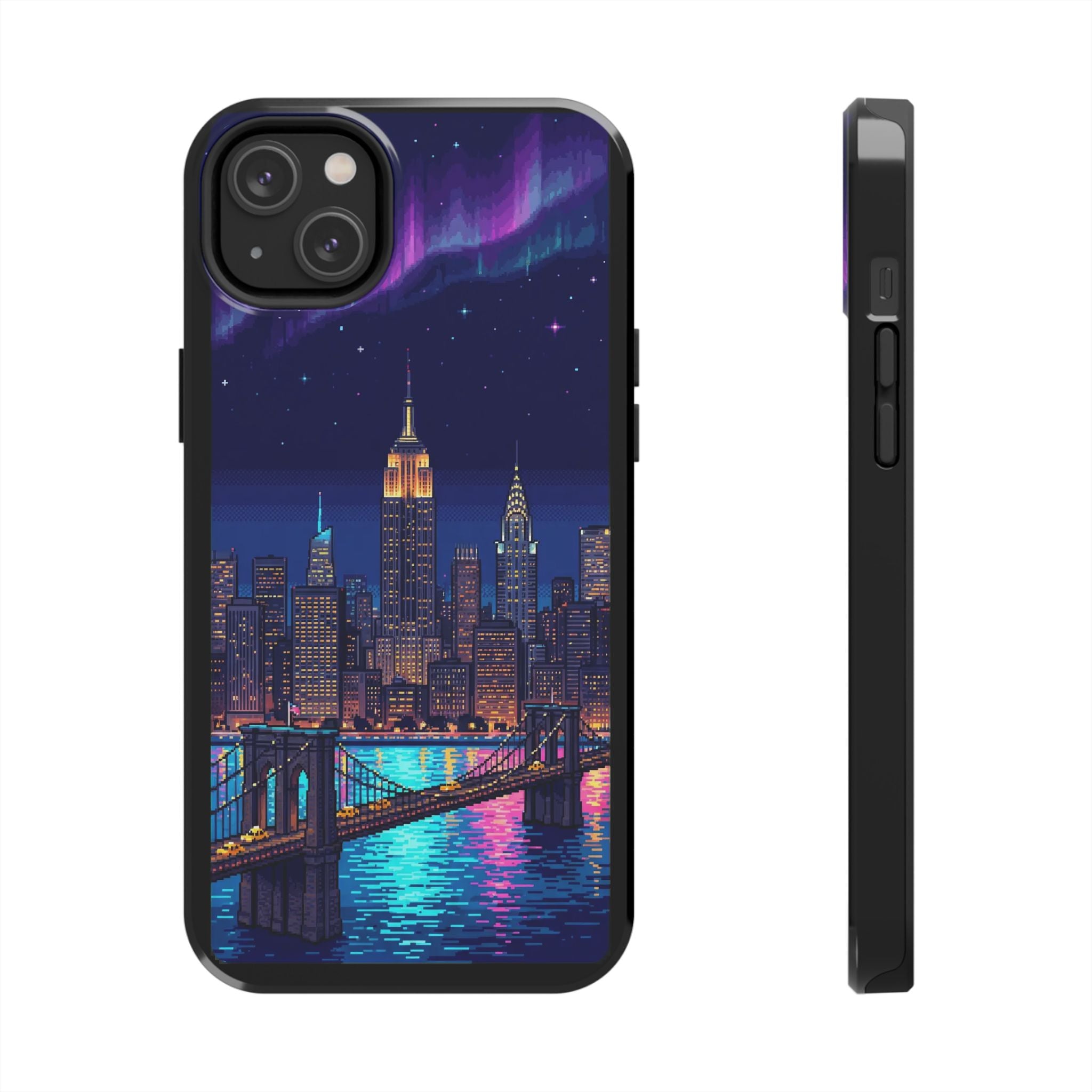 Retro Pixel NYC Skyline at Night — Tough Phone Case