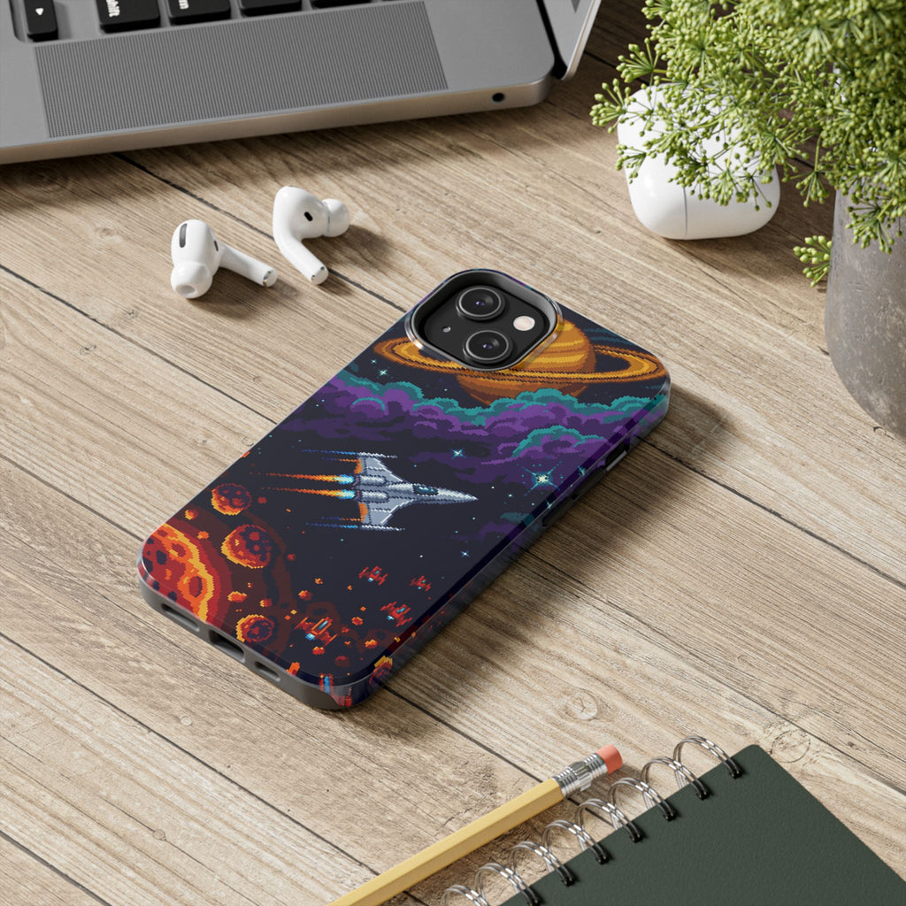 Retro Pixel Galactic Hero — Tough Phone Case