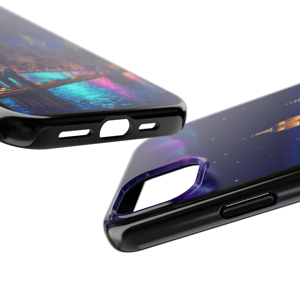 Retro Pixel NYC Skyline at Night — Tough Phone Case