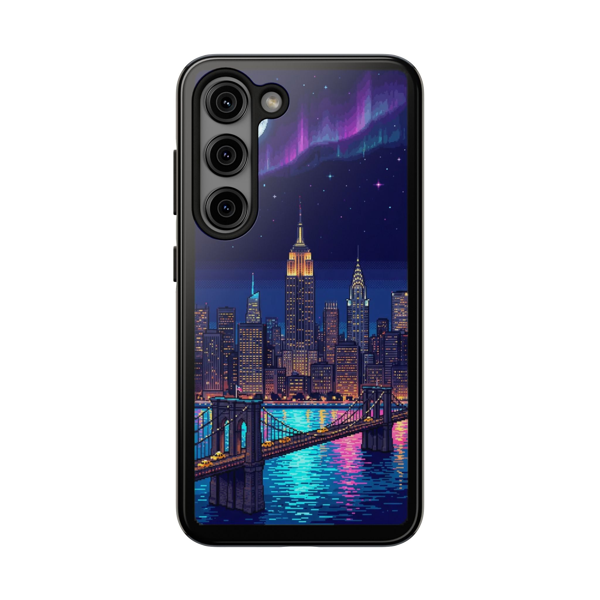 Retro Pixel NYC Skyline at Night — Tough Phone Case