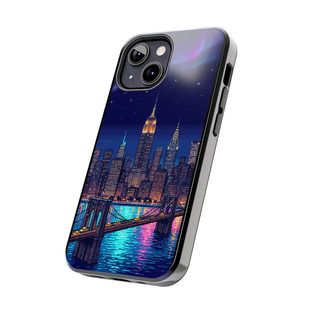 Retro Pixel NYC Skyline at Night — Tough Phone Case