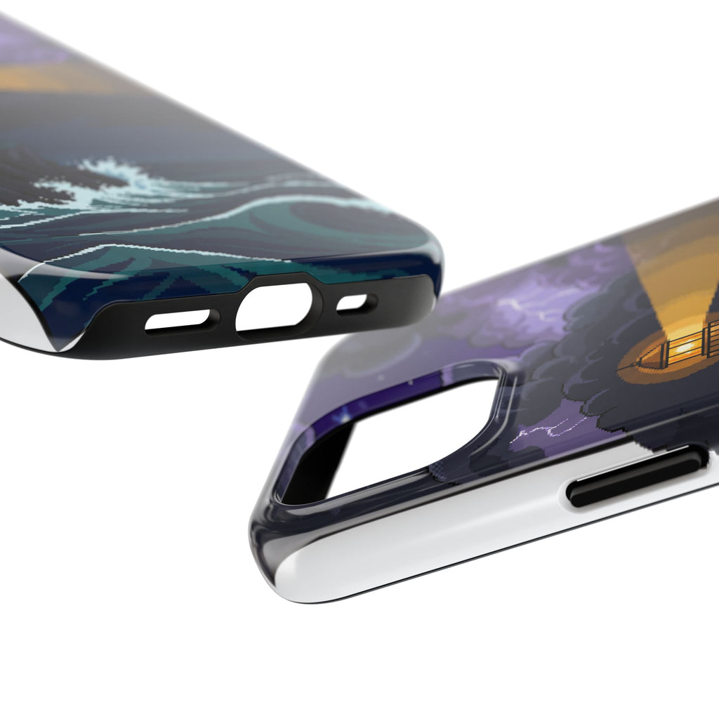 Retro Pixel Lighthouse in the Storm — Tough Phone Case
