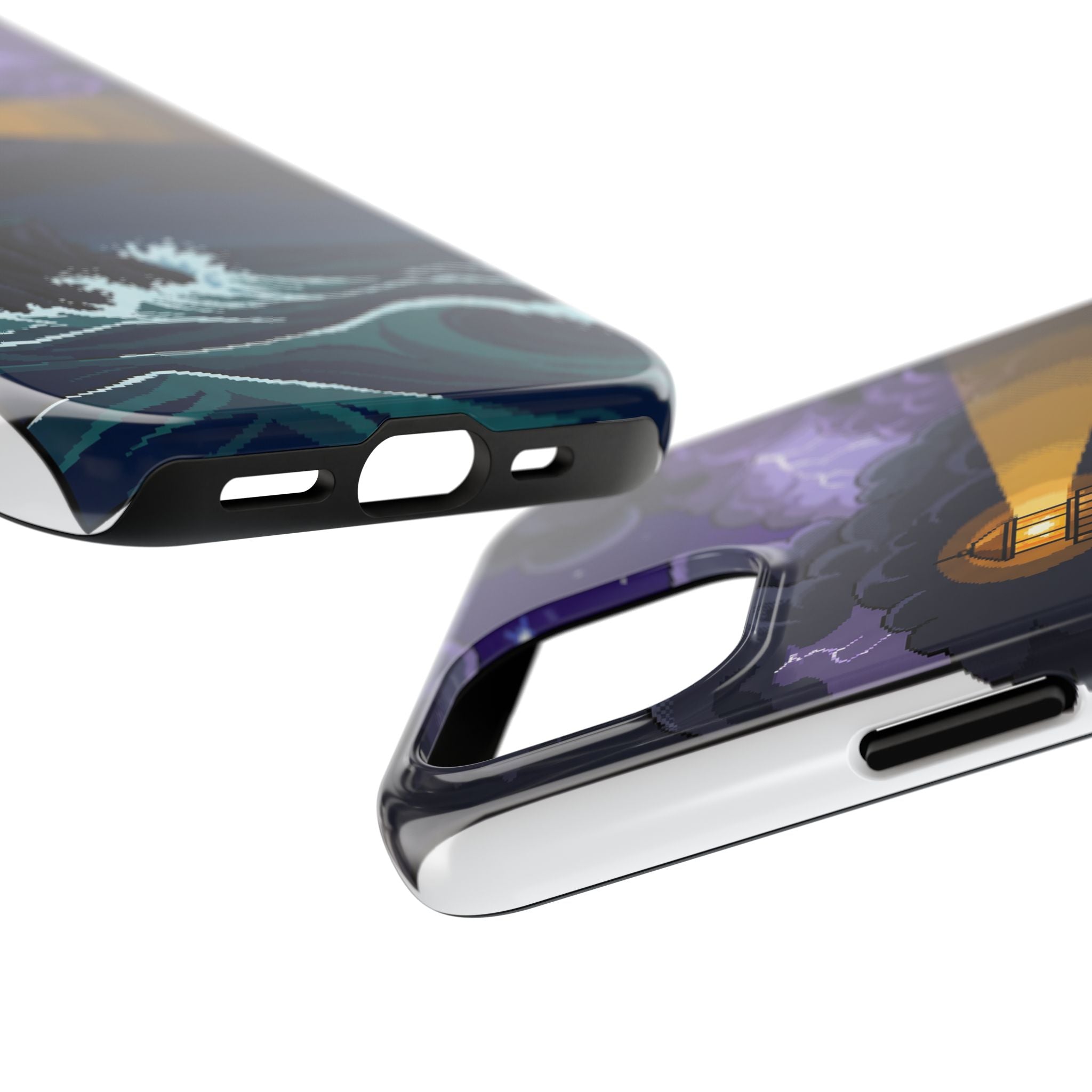 Retro Pixel Lighthouse in the Storm — Tough Phone Case