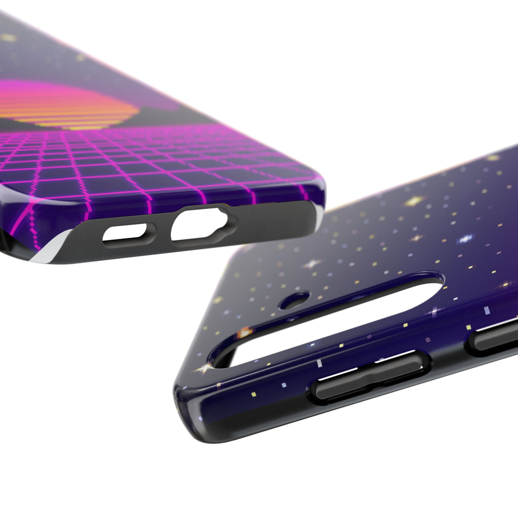 Retro Pixel Neon Grid — Tough Phone Case