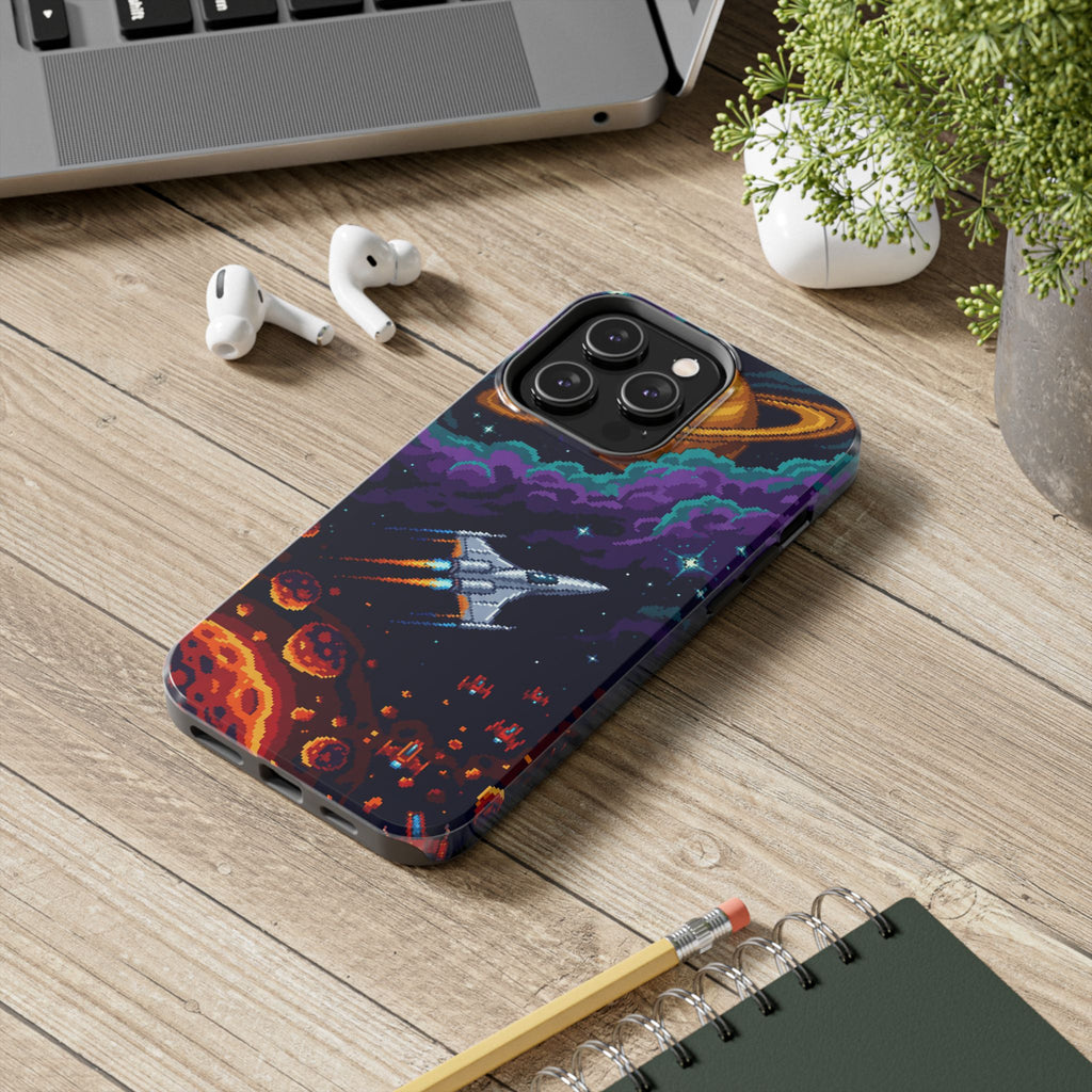 Retro Pixel Galactic Hero — Tough Phone Case