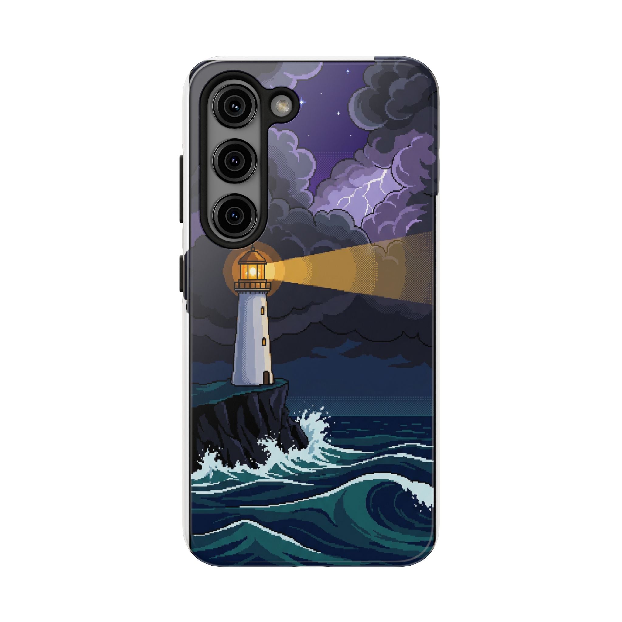 Retro Pixel Lighthouse in the Storm — Tough Phone Case