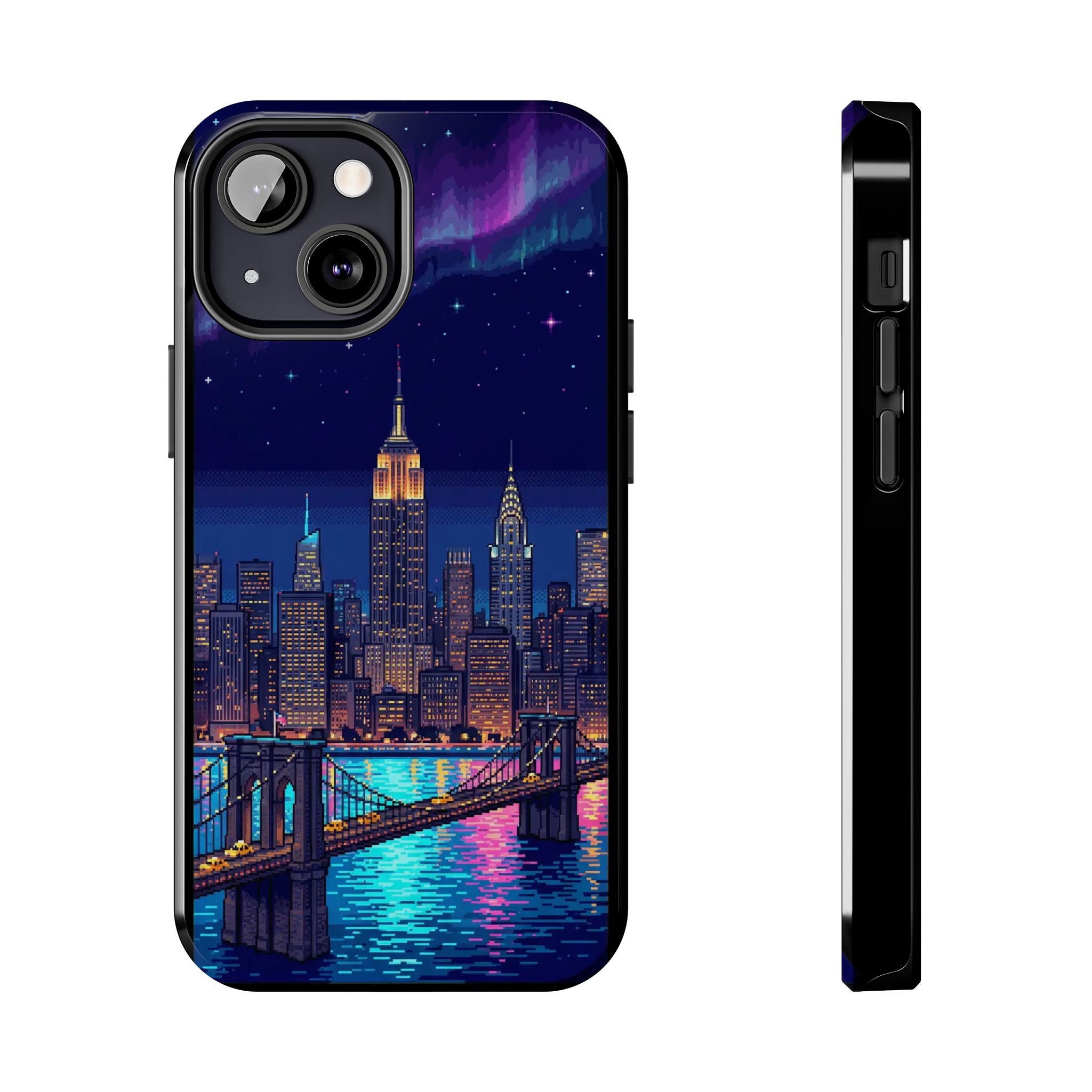 Retro Pixel NYC Skyline at Night — Tough Phone Case
