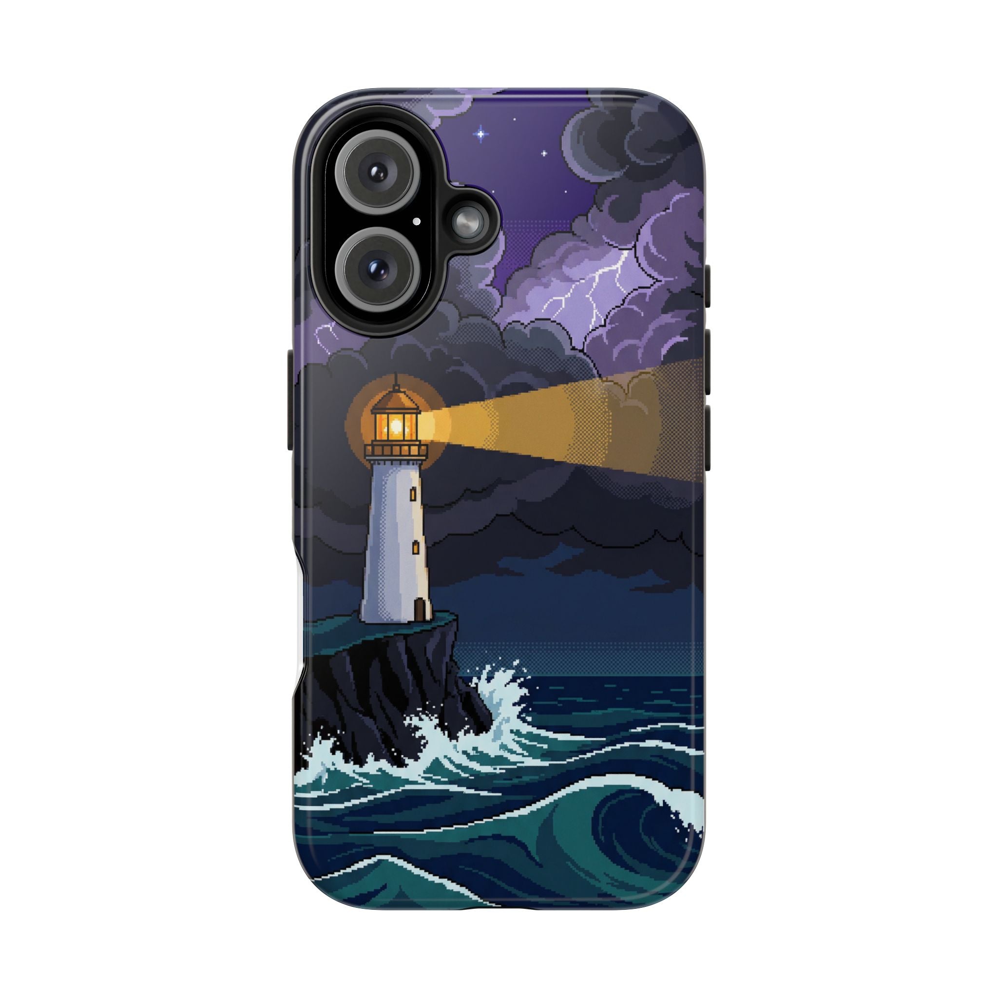 Retro Pixel Lighthouse in the Storm — Tough Phone Case