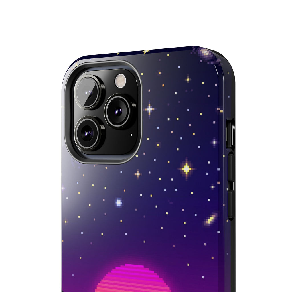 Retro Pixel Neon Grid — Tough Phone Case