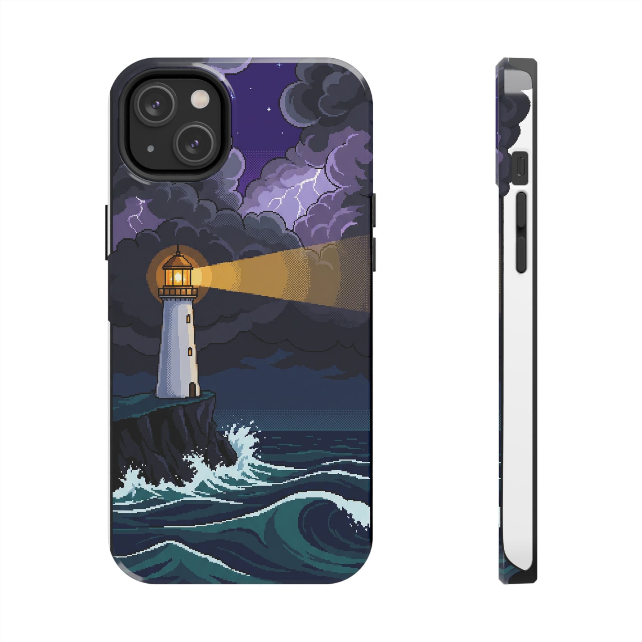 Retro Pixel Lighthouse in the Storm — Tough Phone Case