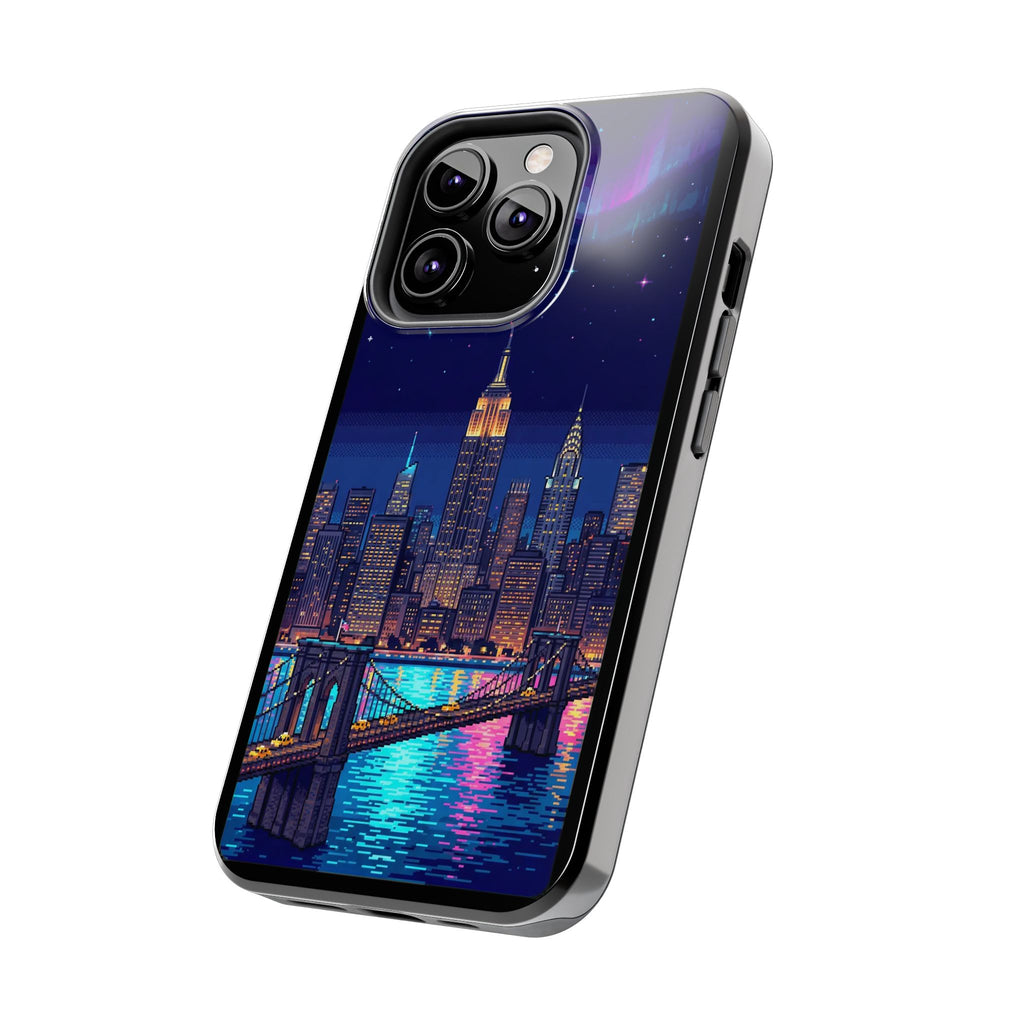 Retro Pixel NYC Skyline at Night — Tough Phone Case
