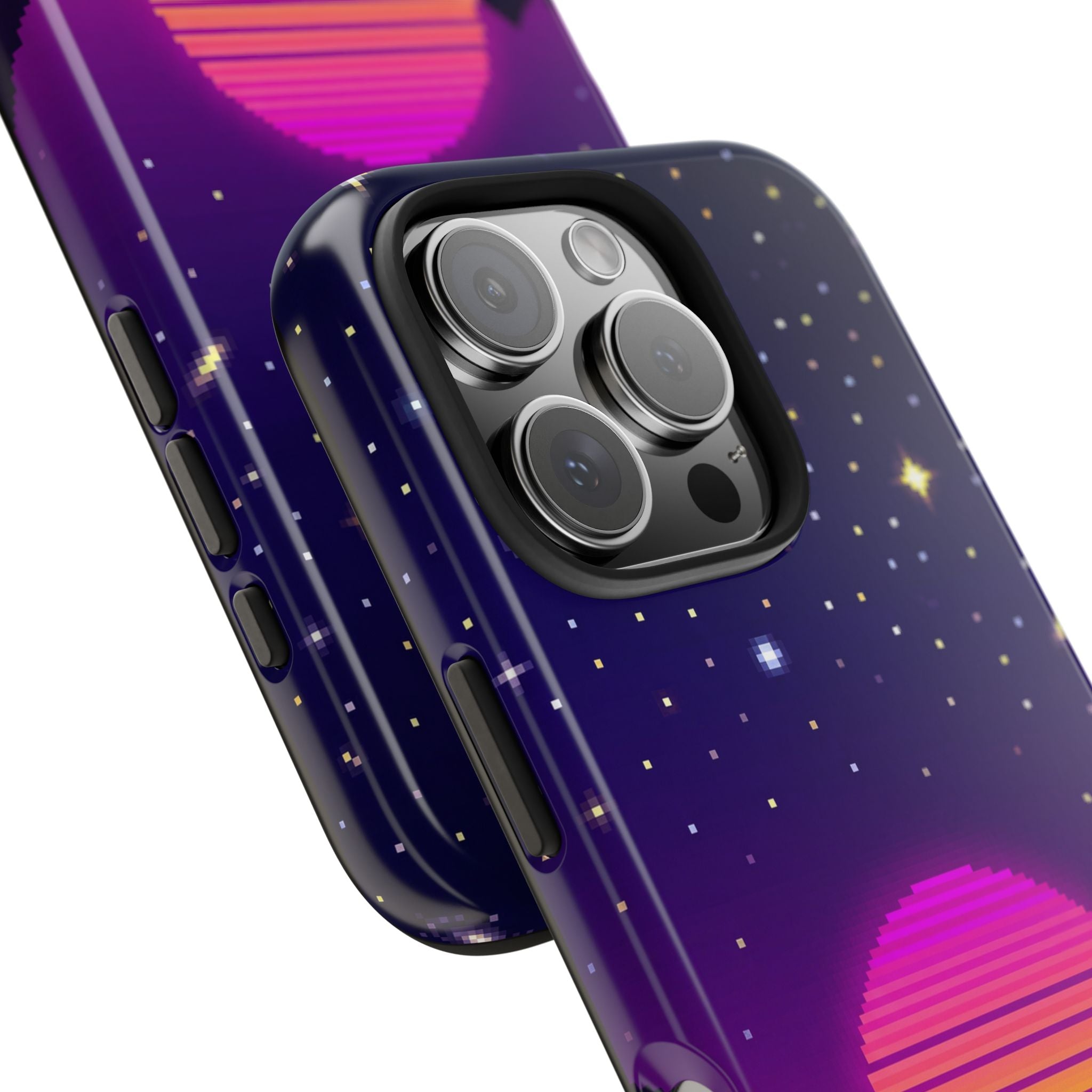 Retro Pixel Neon Grid — Tough Phone Case