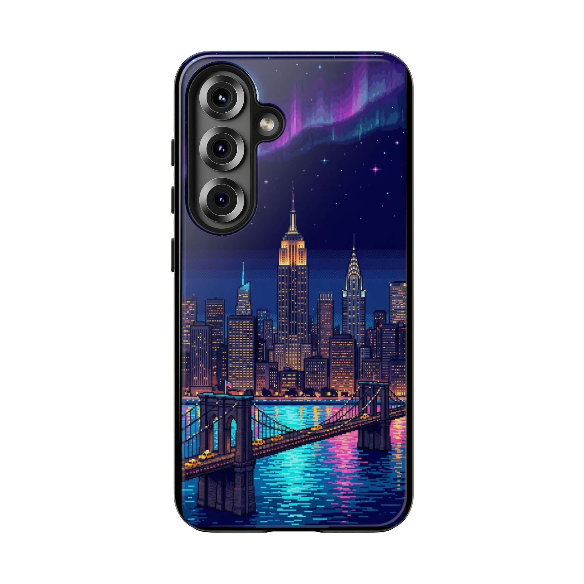 Retro Pixel NYC Skyline at Night — Tough Phone Case