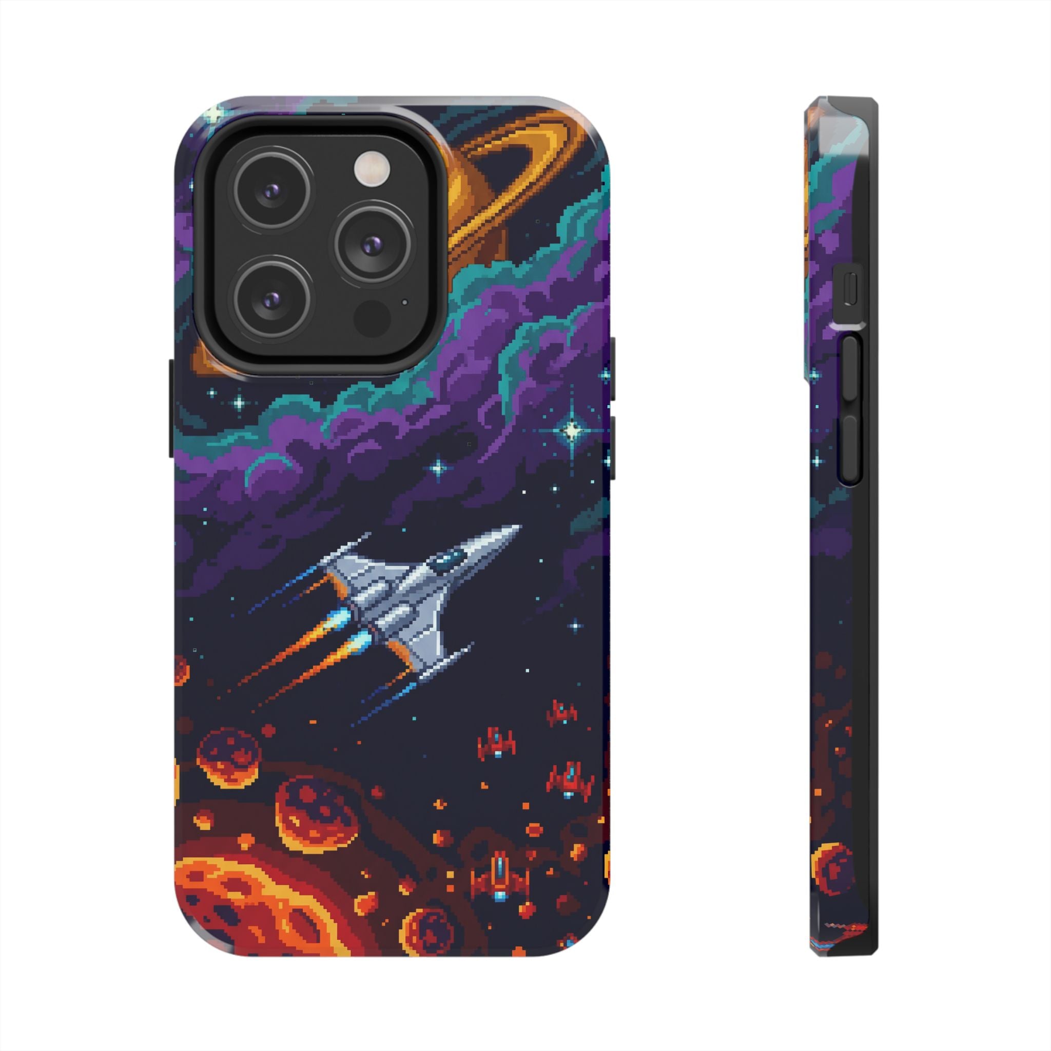 Retro Pixel Galactic Hero — Tough Phone Case