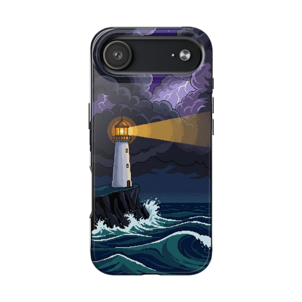 Retro Pixel Lighthouse in the Storm — Tough Phone Case