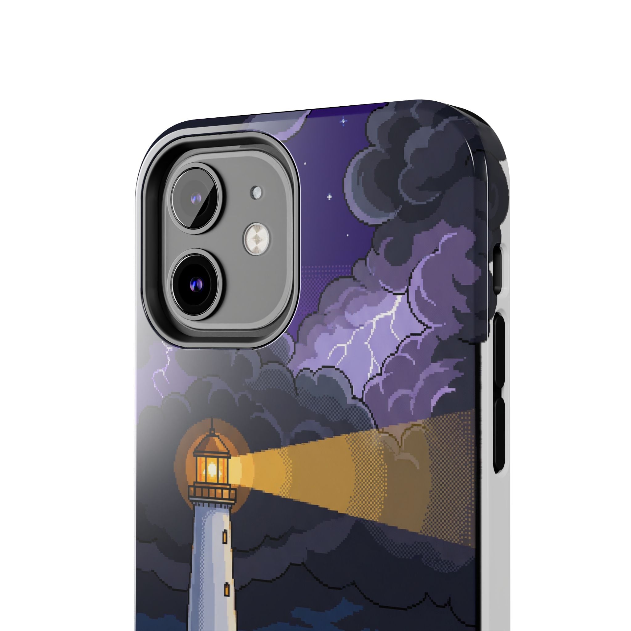 Retro Pixel Lighthouse in the Storm — Tough Phone Case