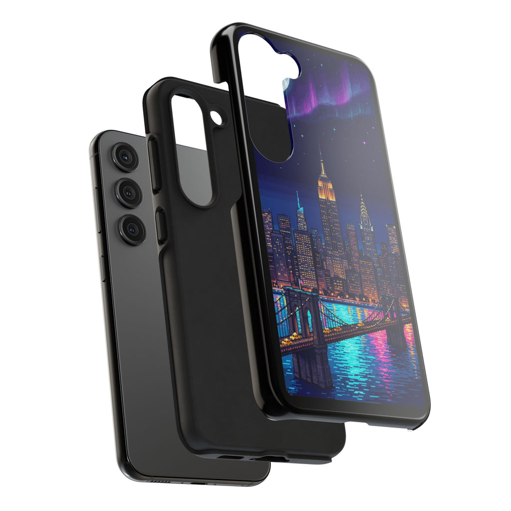 Retro Pixel NYC Skyline at Night — Tough Phone Case