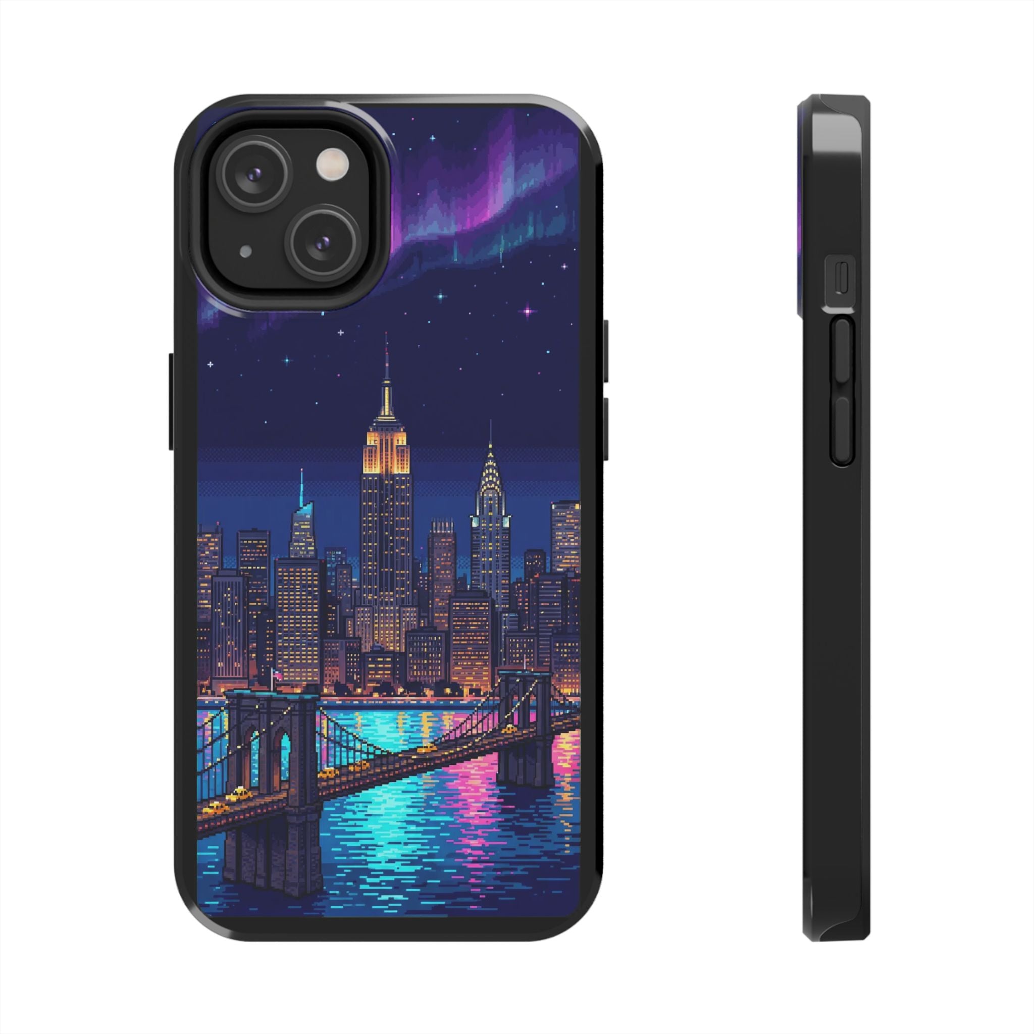 Retro Pixel NYC Skyline at Night — Tough Phone Case