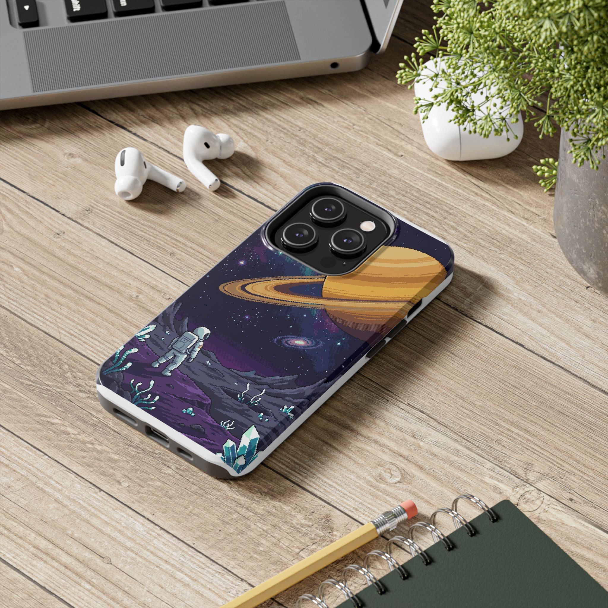 Retro Pixel Astronaut on an Alien World — Tough Phone Case