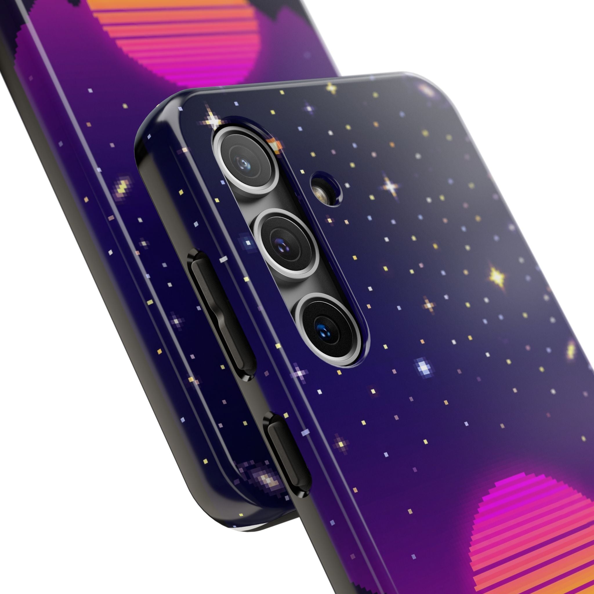 Retro Pixel Neon Grid — Tough Phone Case